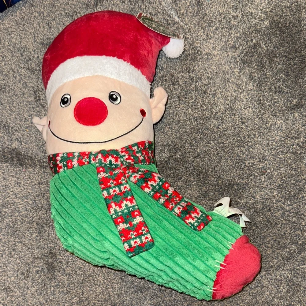Festive Elf Christmas Stocking Dog Toy